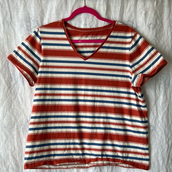 L.L. Bean Tops - Women's L.L. Bean Signature Soft Striped T-Shirt V-Neck Top Size Large